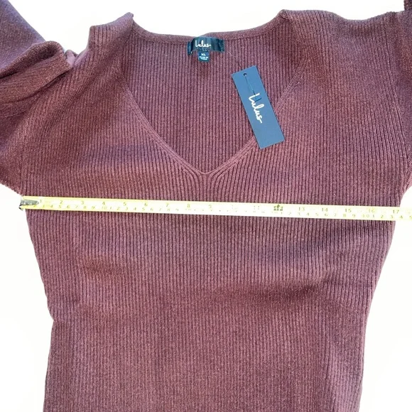 Lulus Autumn Darling Chocolate Brown Balloon Sleeve Midi Knit Sweater‎ Dress - Picture 7 of 10